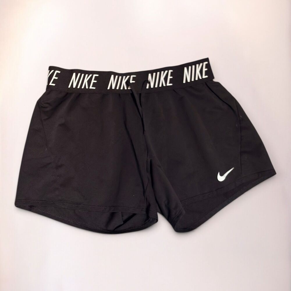 Nike Dri-FIT Athletic Shorts Womens Small Black Logo Waistband Running Gym